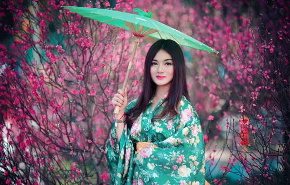 Girl, background, Asian