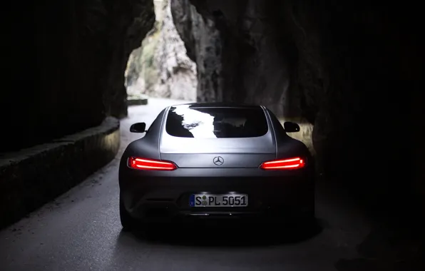 Picture lights, darkness, lights, Mercedes, rear view, AMG, GT-S