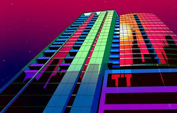 Music, Style, Background, Chicago, 80s, Style, Neon, Illustration