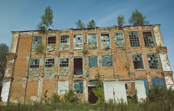 Autumn, the sky, grass, clouds, trees, building, Russia, architecture