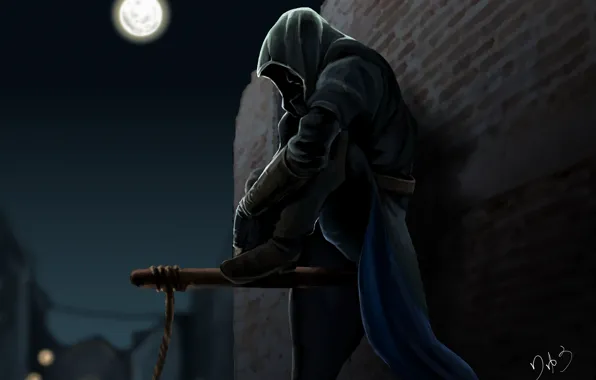 Night, the moon, assassin, Assassin's Creed III