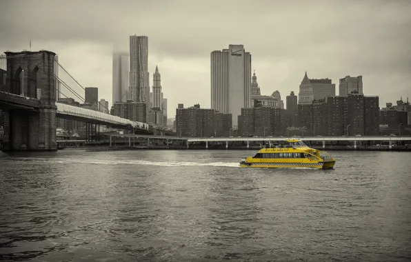River, home, taxi, New York, cityscape