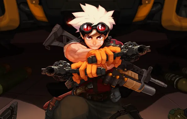 Gun, weapon, boy, rifle, knife, revolver, gloves, rocket launcher