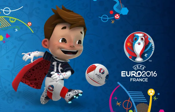 The ball, logo, talisman, UEFA, euro 2016, Euro 2016, Super Victor
