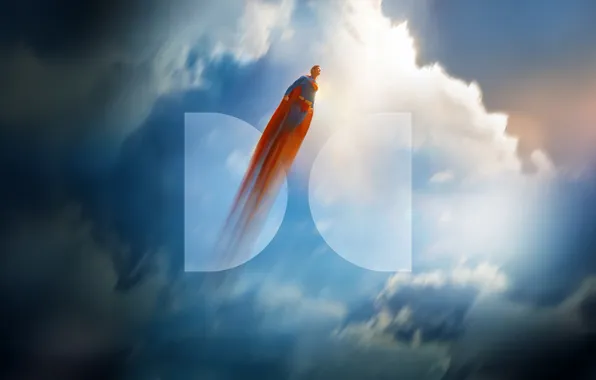 The sky, the sun, clouds, fiction, costume, flight, Superman, action