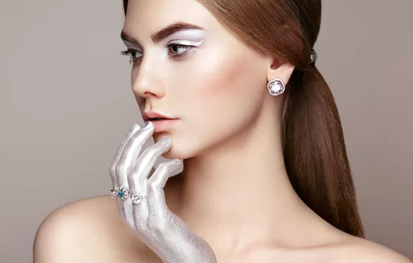 Face, pose, background, model, hand, portrait, makeup, hairstyle