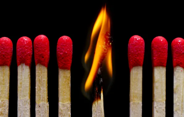 Macro, fire, matches