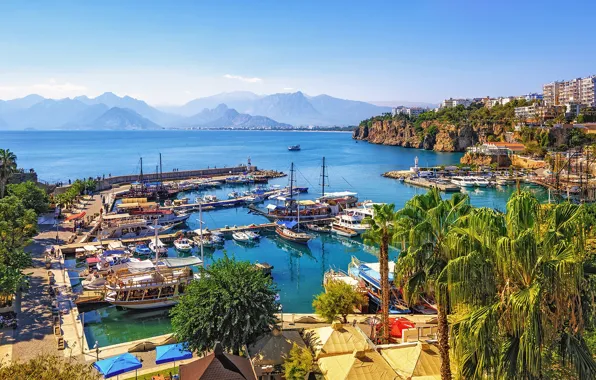 Premium Photo | View of antalya turkey and the mediterranean sea panorama  of antalya in summer sunny weather turkish...