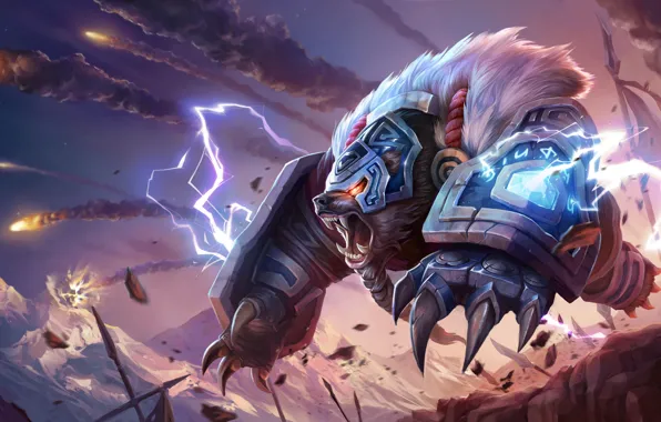 Picture ice, fantasy, bear, armor, art, League of Legends, Illustration, LoL