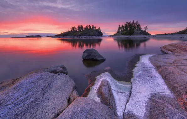 Picture sunset, lake, Russia, Lake Ladoga, Ladoga, Maxim Evdokimov