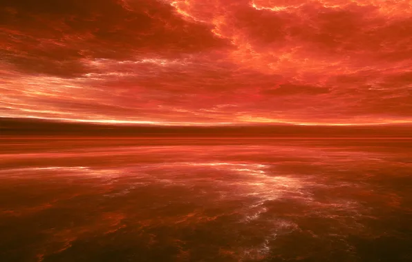 Picture abstract, clouds, horizon, red sky