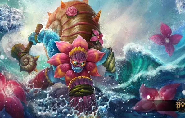 Sea, wave, flower, Heroes of Newerth, Songkran, Songkran Rampage, Tidal Magmus