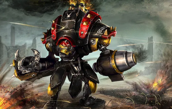 Picture metal, fire, robot, armor, warmachine