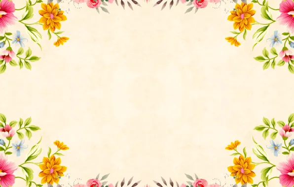 Flowers, background, postcard, template, blank