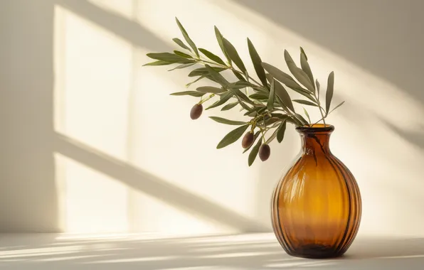 Glass, leaves, light, strip, wall, bouquet, window, shelf