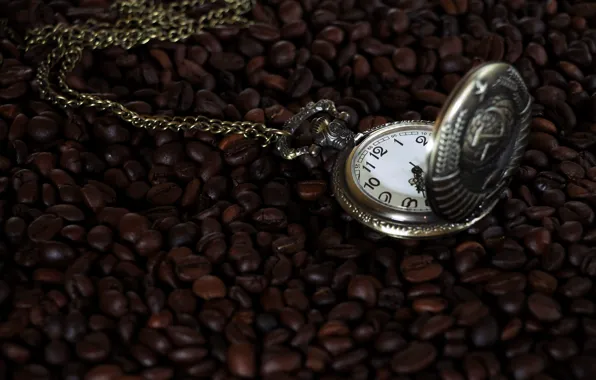 Time, arrows, watch, coffee, USSR, pocket watch