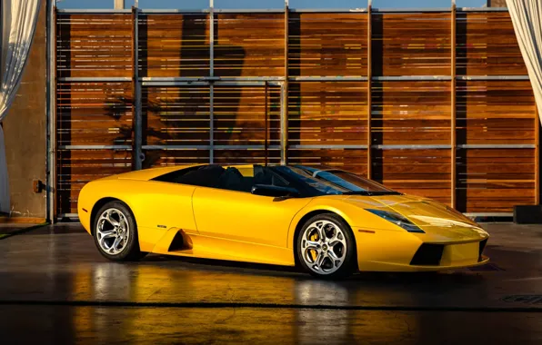 Lamborghini, supercar, yellow, Murcielago, lambo, Lamborghini Murcielago Roadster