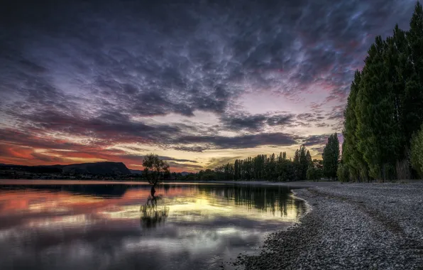 Landscape, sunset, lake