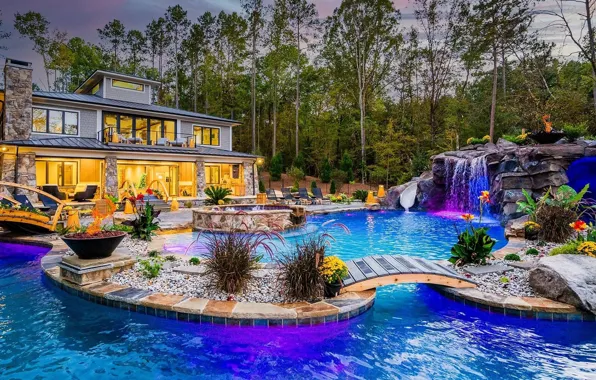 Design, style, Villa, the evening, pool, lighting, backlight, architecture