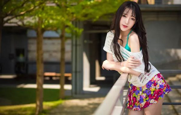 Picture brunette, skirt, summer, legs, sweetheart, Asian