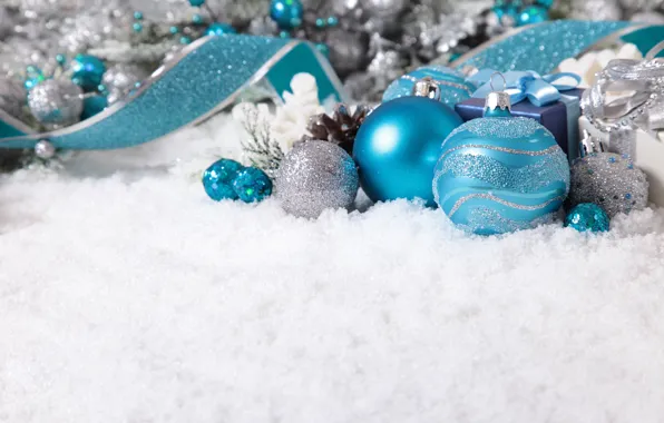 Picture snow, decoration, balls, New Year, Christmas, Christmas, balls, decoration