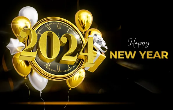 Wallpaper figures, New year, date, composition, 2024, New Year 2024 for ...