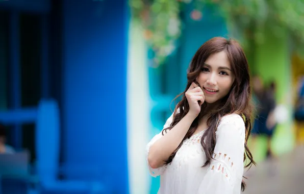 Picture girl, smile, Asian, cutie, bokeh