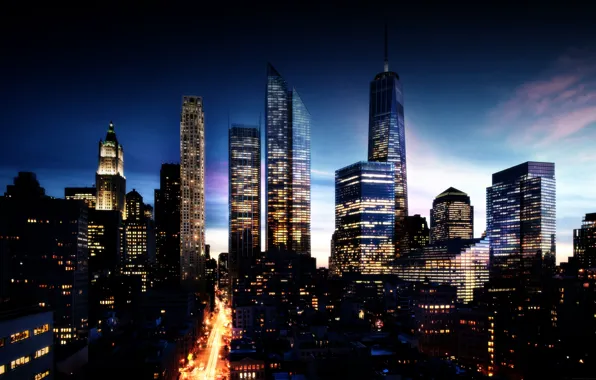 Picture the sky, night, The city, civilization, neboskreby