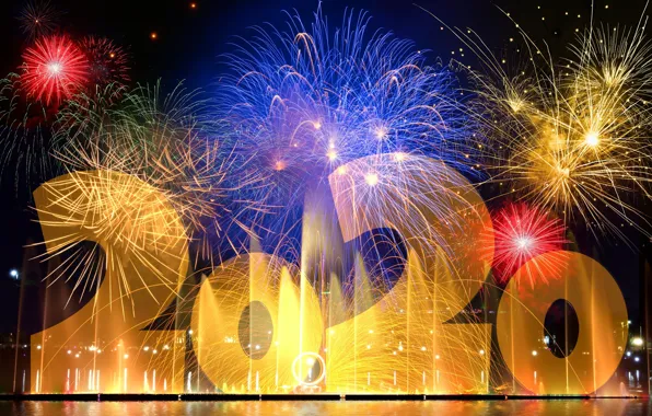 Salute, fireworks, happy new year, Happy New Year!, 2020