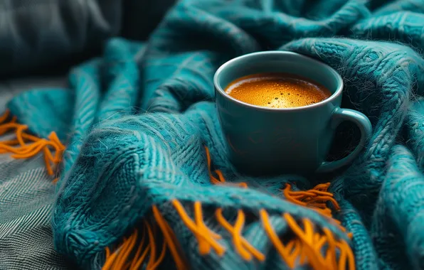 Comfort, heat, blue, coffee, blanket, mug, Cup, drink