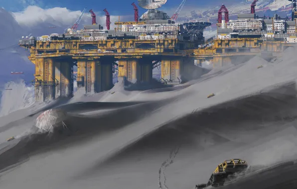 Transport, antenna, facilities, Sands, Industrial exo planet