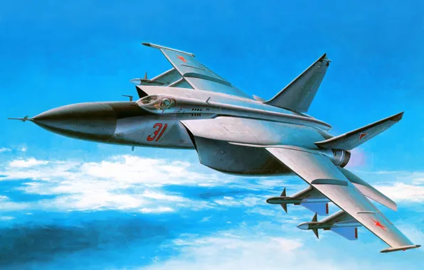 The sky, figure, art, generation, fighter-interceptor, Soviet, tall, supersonic