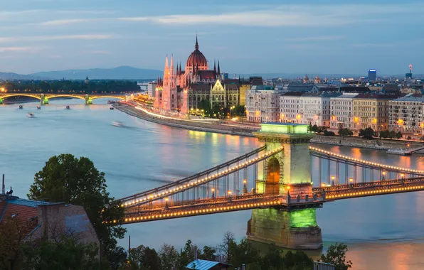 Bridge, the city, river, Budapest