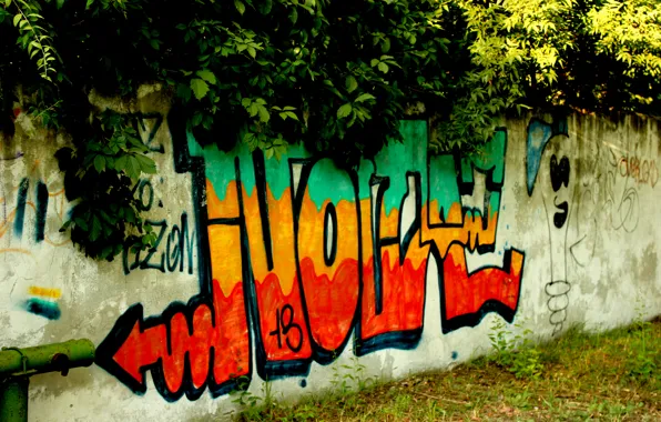 Greens, wall, the inscription, paint, Graffiti