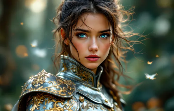 Look, girl, light, the wind, portrait, armor, fantasy, hairstyle