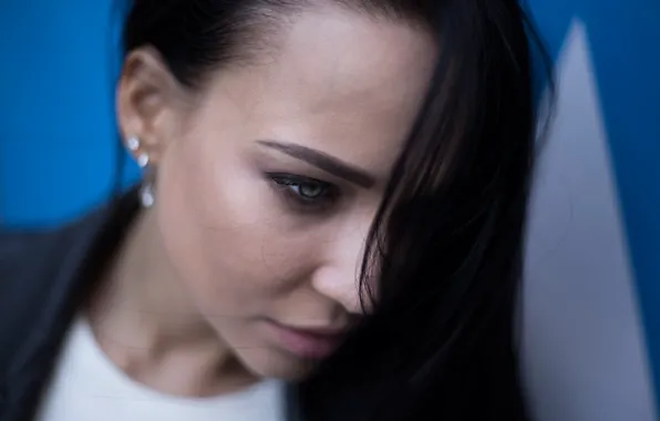 Picture close-up, face, makeup, brunette, hairstyle, beauty, bokeh, Angelina Petrova