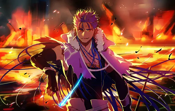 Anime, art, Magic, lava, MAG, guy, Fate Stay Night, Destiny