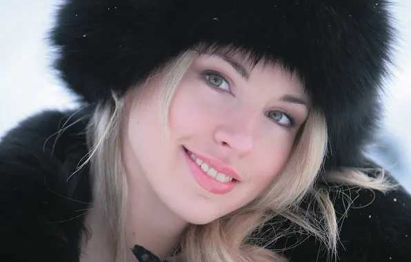 Picture winter, Wallpaper, blonde, hat