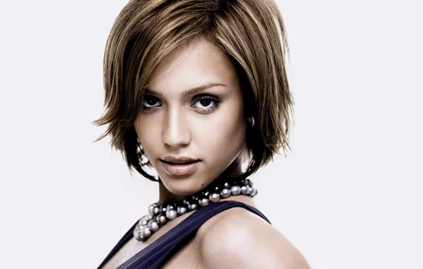 Look, model, Jessica Alba, portrait, makeup, actress, hairstyle, white background