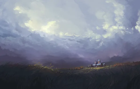 The sky, Figure, Castle, Fantasy, Landscape, Sky, Art, Art