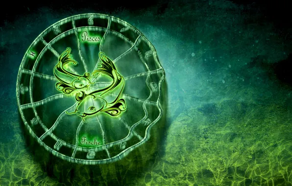 Water, green, background, the inscription, sign, graphics, color, Fish