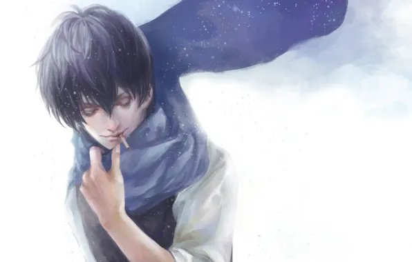 Snow, scarf, cigarette, male, smokes, Gintama, Hijikata Toushirou, Gintama