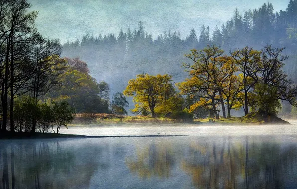 Landscape, lake, style, background