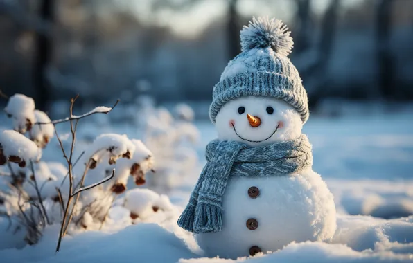 Winter, snow, Christmas, New year, snowman, Christmas, winter, snow