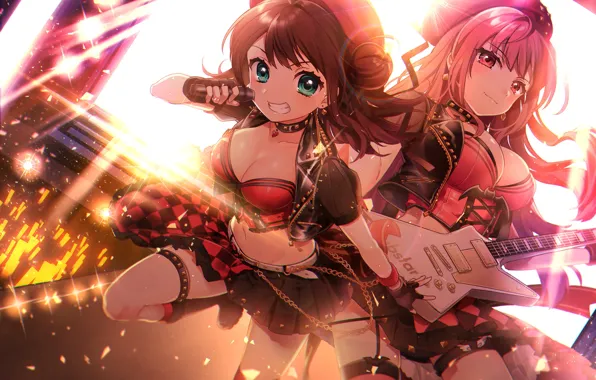 Girls, art, microphone, gloves, skirt, tagme, instrument, Liverevolt