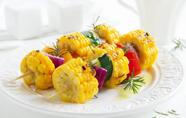 Corn, BBQ, vegetables