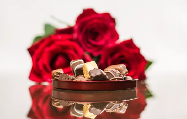 Gift, roses, candy, chocolate