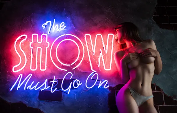Language, lights, sexy, pose, the inscription, model, body, panties
