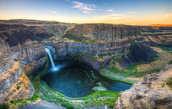 Picture landscape, river, rocks, view, waterfall, canyon, Washington, USA