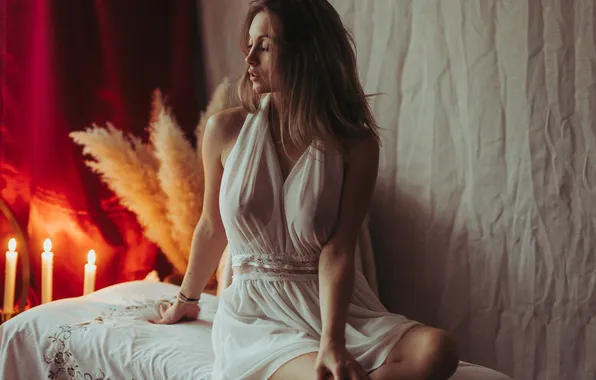 Dress, legs, long hair, long hair, dress, Vincent Verollet